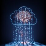 Visual metaphor of a brain within a cloud, representing strategic thinking and innovation in cloud migration.